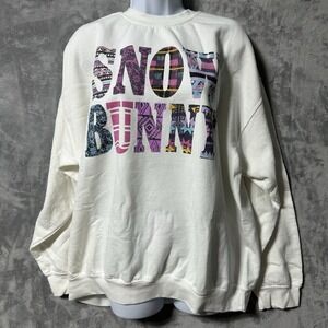 Snow Bunny Sweatshirt Womens Large White Junk Food Tees Winter Pullover